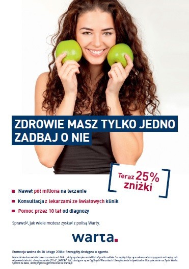 Ubezpieczenie Warta Sposób na Raka z rabatem -25%.